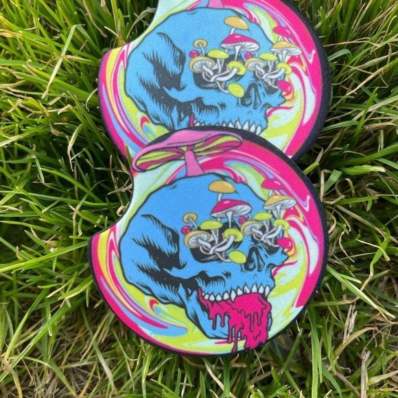 Mushroom Skull Coaster Set | Skull Car Accessories | Car Decor - Picture 6 of 10